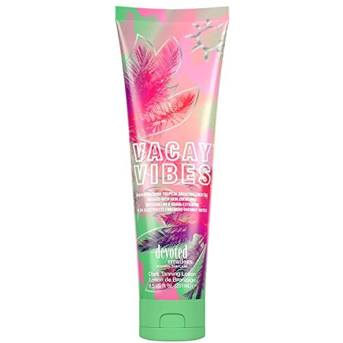 Devoted Creations Vacay Vibes Tanning Lotion – Tropical Bronzing Cocktail with Watermelon & Guava, Electrolyte Coconut Water – 8.5 oz - görsel 2