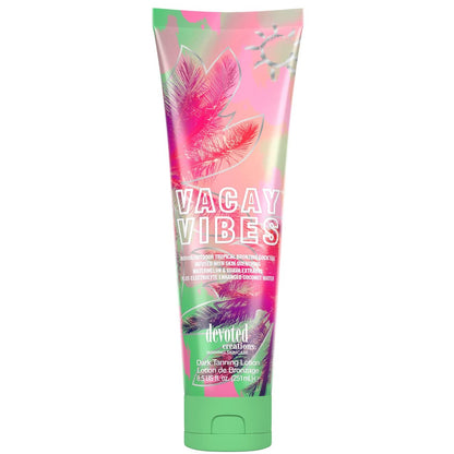 Devoted Creations Vacay Vibes Tanning Lotion – Tropical Bronzing Cocktail with Watermelon & Guava, Electrolyte Coconut Water – 8.5 oz