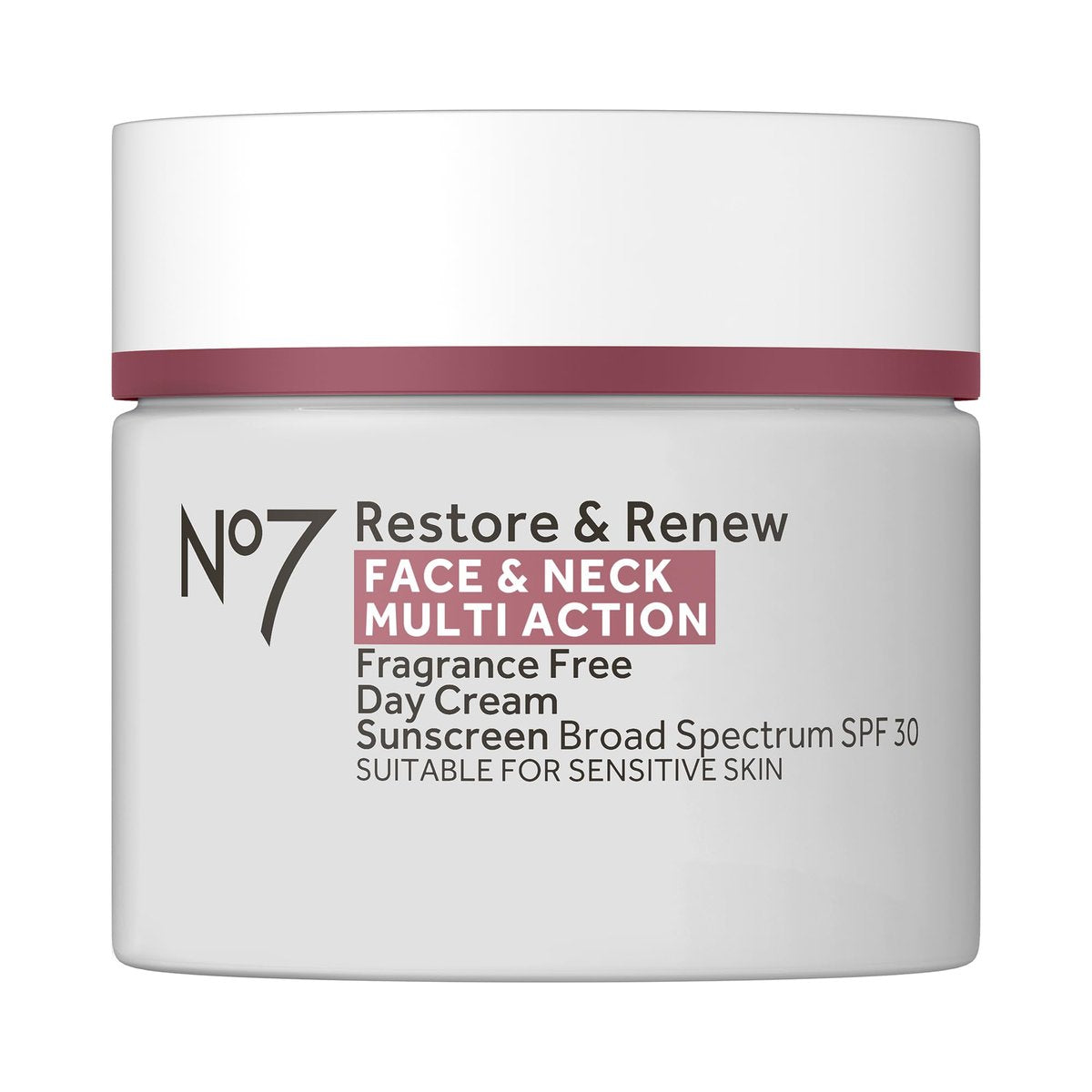 No7 Restore & Renew Multi Action Face & Neck SPF 30 Day Cream - Firming & Hydrating Face Moisturizer with Hyaluronic Acid, Fragrance-Free, 1.69 Fl Oz Avelisse
