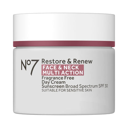 No7 Restore & Renew Multi Action Face & Neck SPF 30 Day Cream - Firming & Hydrating Face Moisturizer with Hyaluronic Acid, Fragrance-Free, 1.69 Fl Oz Avelisse