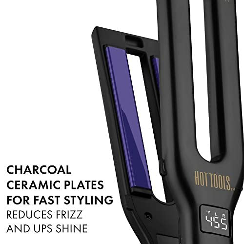 HOT Tools Pro Signature Dual Plate Flat Iron - 4 1/2 Inch Plates - Charcoal Avelisse