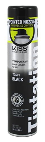 KISS Tintation Temporary Color Spray - Black (2.82 oz, Pack of 3) - Instant Wash-Out Hair Color - görsel 2