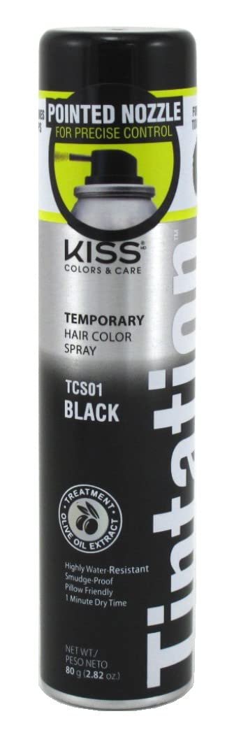 KISS Tintation Temporary Color Spray - Black (2.82 oz, Pack of 3) - Instant Wash-Out Hair Color