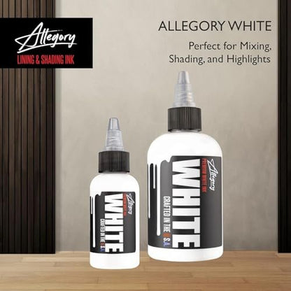 Allegory Premium White Tattoo Ink – 4 oz, Vegan Friendly, Crafted in the USA Avelisse