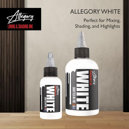 Allegory Premium White Tattoo Ink – 4 oz, Vegan Friendly, Crafted in the USA Avelisse