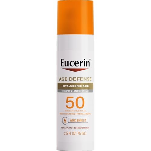 Eucerin Sun Age Defense SPF 50 Face Sunscreen Lotion with Hyaluronic Acid, Hypoallergenic, 2.5 Fl Oz Avelisse