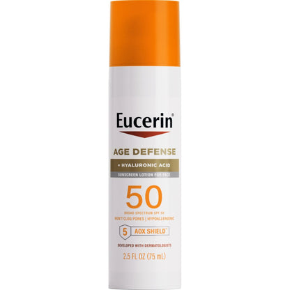 Eucerin Sun Age Defense SPF 50 Face Sunscreen Lotion with Hyaluronic Acid, Hypoallergenic, 2.5 Fl Oz Avelisse