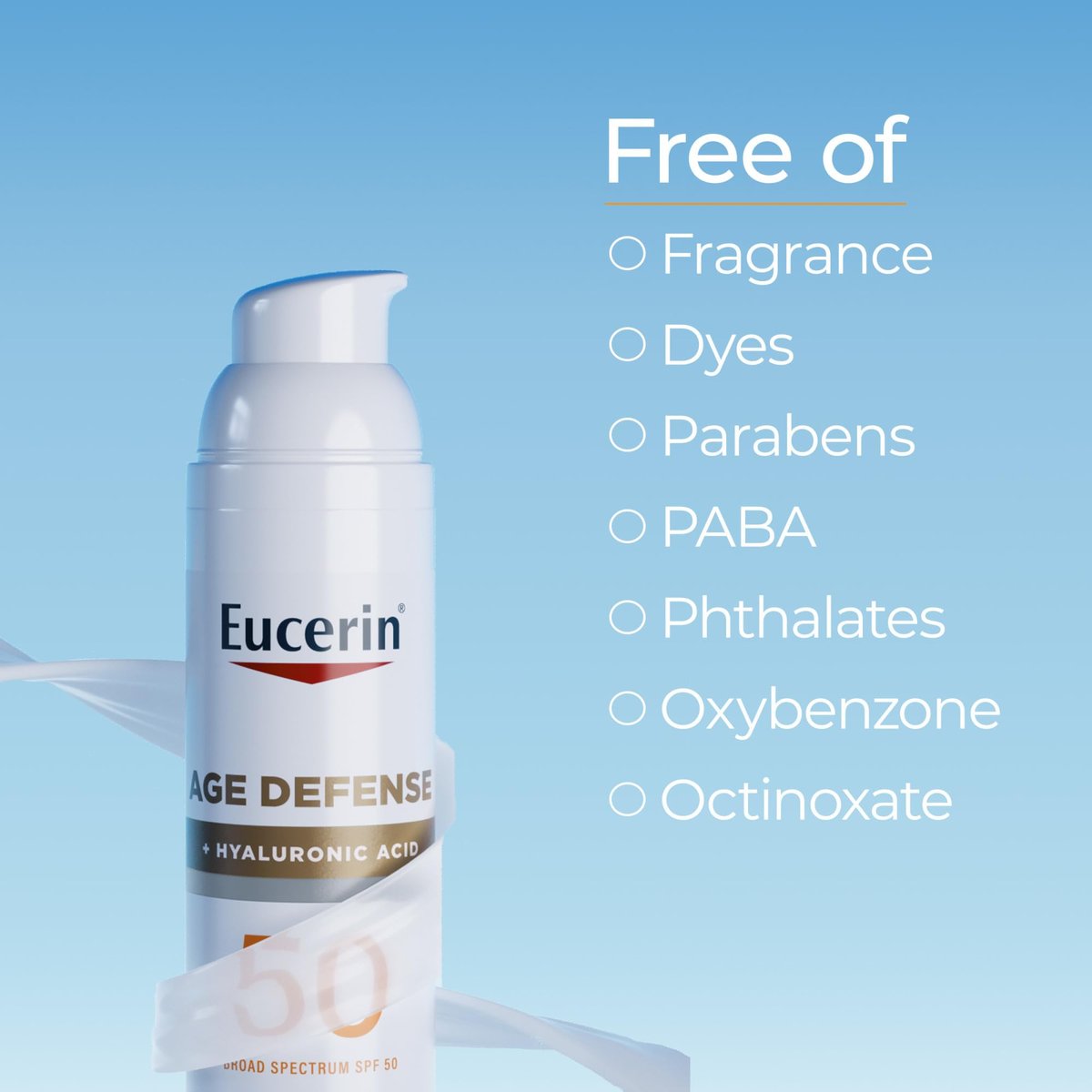 Eucerin Sun Age Defense SPF 50 Face Sunscreen Lotion with Hyaluronic Acid, Hypoallergenic, 2.5 Fl Oz Avelisse