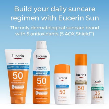 Eucerin Advanced Hydration SPF 50 Sunscreen Spray – Lightweight, Hyaluronic Acid, Hypoallergenic, 6 oz
