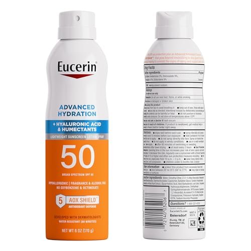 Eucerin Advanced Hydration SPF 30 Sunscreen Spray – Lightweight, Fragrance-Free Body Sunscreen with Hyaluronic Acid, 6 oz Avelisse