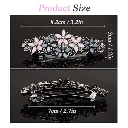 Jakeni Elegant Sparkly Glitter Rhinestones Flowers Hairpins - Vintage French Style Hair Barrettes, Clips and Accessories for Women (Color C, Pack of 4)