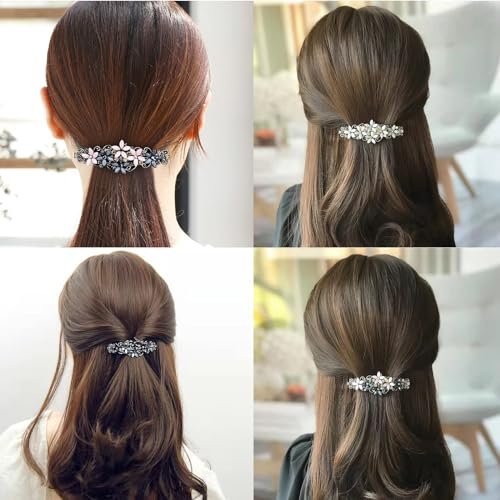 Jakeni Elegant Sparkly Glitter Rhinestones Flowers Hairpins - Vintage French Style Hair Barrettes, Clips and Accessories for Women (Color C, Pack of 4) - görsel 11
