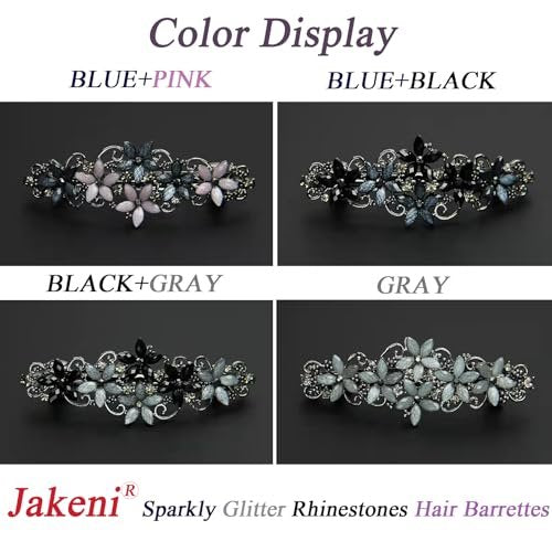 Jakeni Elegant Sparkly Glitter Rhinestones Flowers Hairpins - Vintage French Style Hair Barrettes, Clips and Accessories for Women (Color C, Pack of 4) - görsel 3