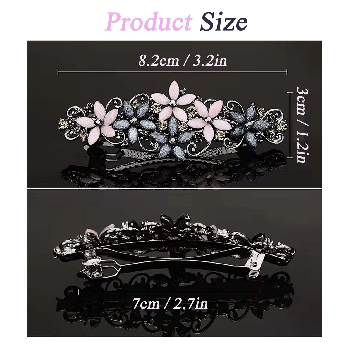 Jakeni Elegant Sparkly Glitter Rhinestones Flowers Hairpins - Vintage French Style Hair Barrettes, Clips and Accessories for Women (Color C, Pack of 4) - görsel 6