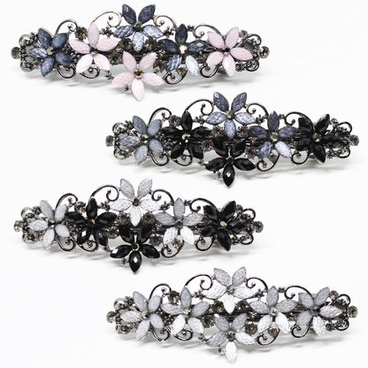 Jakeni Elegant Sparkly Glitter Rhinestones Flowers Hairpins - Vintage French Style Hair Barrettes, Clips and Accessories for Women (Color C, Pack of 4)