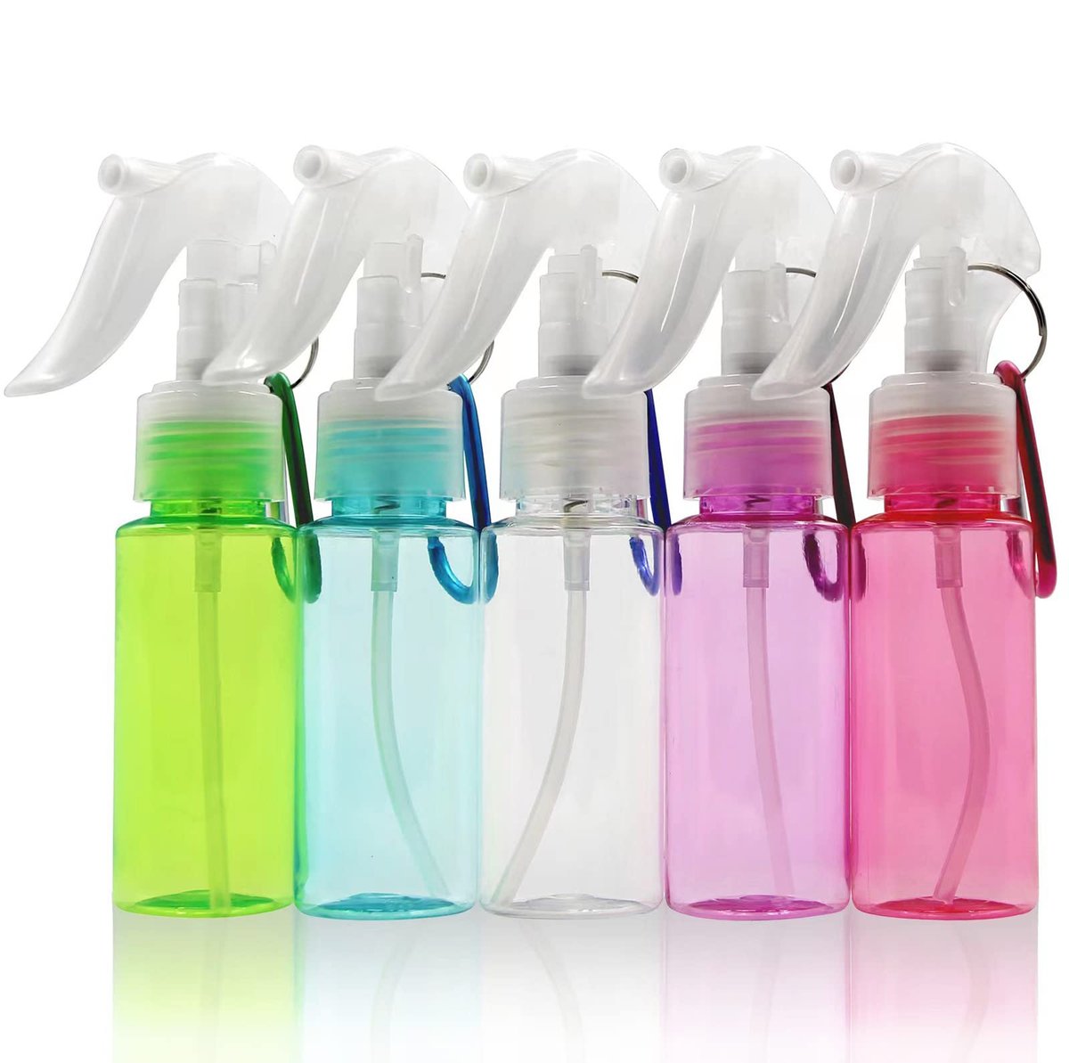 ZJSXINDI 5-Pack Empty Spray Bottles 2oz/60ml with Keychain, Leak-Proof Refillable Mini Spray Bottles for Hand Sanitizer, Travel, Hair, Cleaning - Multicolor Avelisse