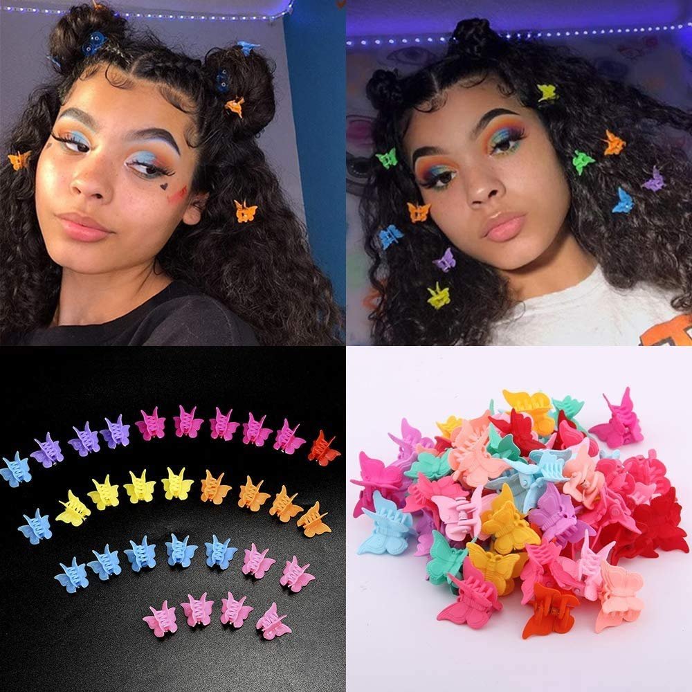 MUUZLL 50 Pack Butterfly Hair Clips Pastel Mini Cute Accessories for Women and Girls, Matte Colors Assorted - görsel 10