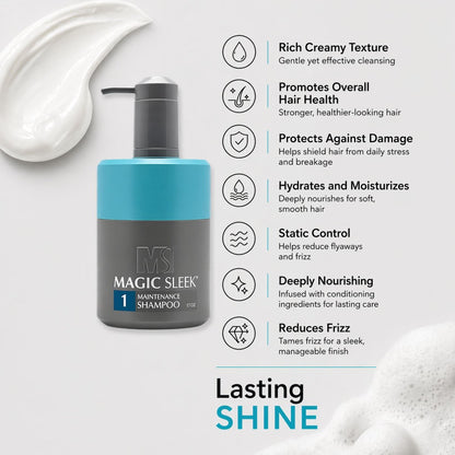 MagicSleek Hydrating Shampoo | Moisturizing & Cleansing | Color-Safe | All Hair Types | Coconut Oil | Frizz Control | Sulfate & Paraben Free | For Dry Scalp | Daily Routine | 17 oz Avelisse