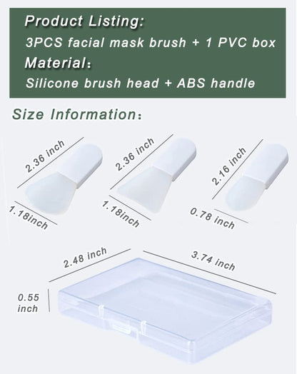 3-Piece Silicone Face Mask Applicator Brush Set - Mini Makeup Spatula for Facial Mud, Clay, Cream & Serum