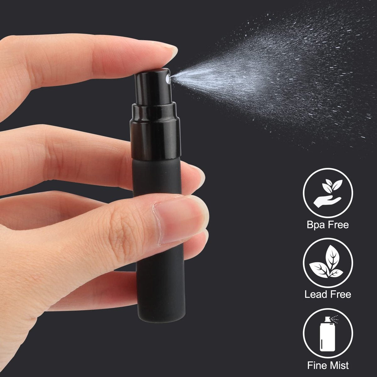Wresty 10-Pack Black Glass Spray Bottle 5ml Perfume Atomizer Refillable Travel Fine Mist Spray Bottle Liquid Fragrance Sample Atomizer - görsel 3