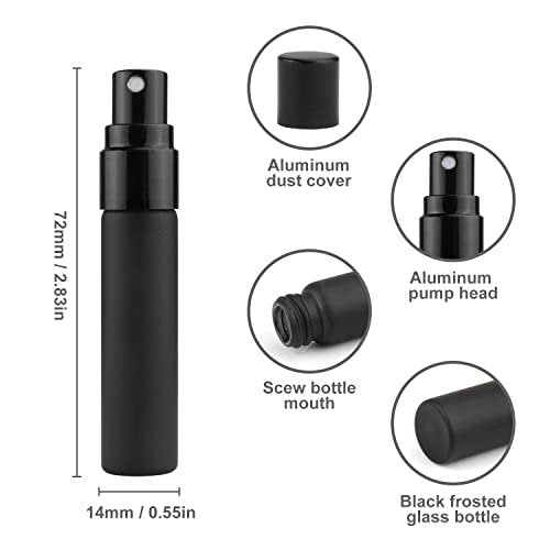 Wresty 10-Pack Black Glass Spray Bottle 5ml Perfume Atomizer Refillable Travel Fine Mist Spray Bottle Liquid Fragrance Sample Atomizer - görsel 6