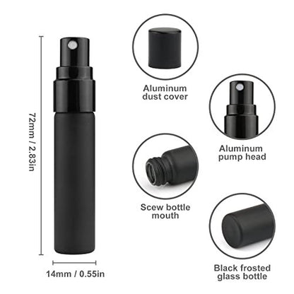 Wresty 10-Pack Black Glass Spray Bottle 5ml Perfume Atomizer Refillable Travel Fine Mist Spray Bottle Liquid Fragrance Sample Atomizer