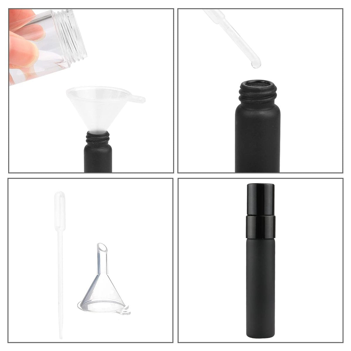 Wresty 10-Pack Black Glass Spray Bottle 5ml Perfume Atomizer Refillable Travel Fine Mist Spray Bottle Liquid Fragrance Sample Atomizer - görsel 7