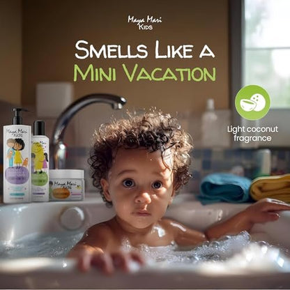 Kids Curly Hair Gift Set - 2-in-1 Shampoo & Conditioner, Curl Cream, Leave-In Conditioner, Shea Butter, Tear-Free, Frizz Control, Sulfate-Free, 32 Fl Oz Avelisse