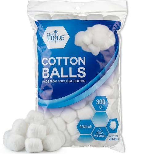 MED PRIDE 100% Pure Cotton Balls, 300 Count – Ultra Soft, Highly Absorbent, Multipurpose for Makeup Removal, Skincare, Nail Polish, Baby Care & First Aid - görsel 2