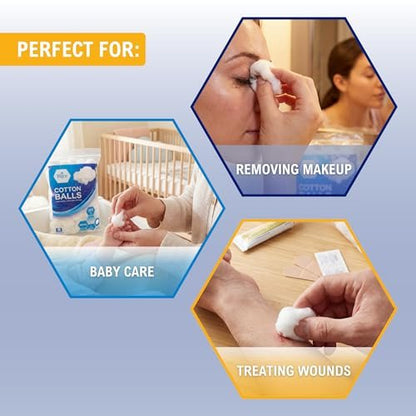 MED PRIDE 100% Pure Cotton Balls, 300 Count – Ultra Soft, Highly Absorbent, Multipurpose for Makeup Removal, Skincare, Nail Polish, Baby Care & First Aid