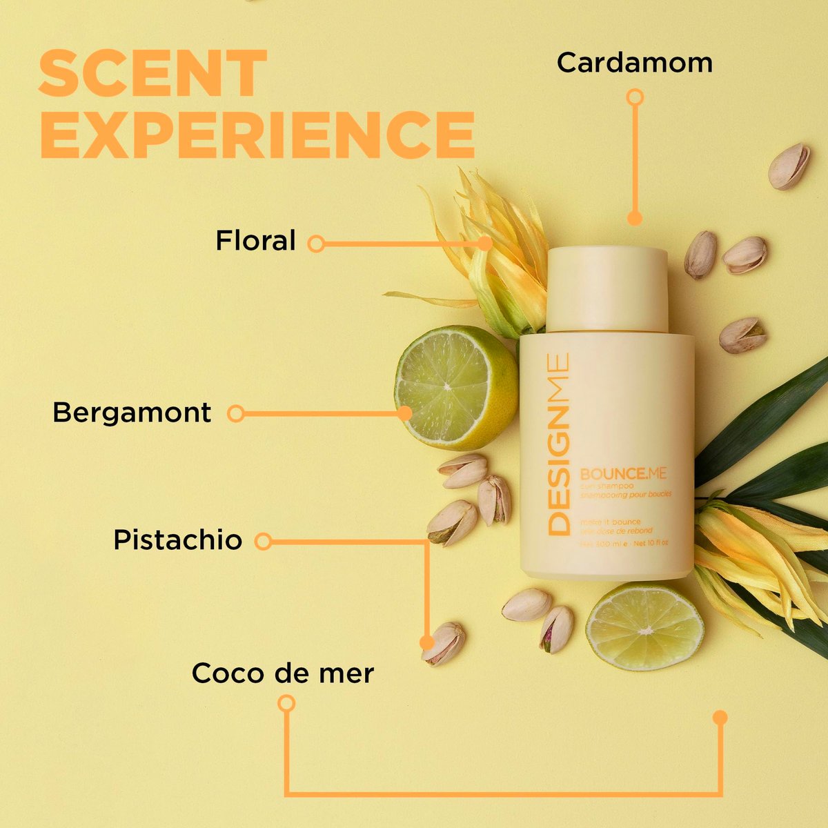 Design.Me BOUNCE.ME Shampoo – Curl-Defining, Anti-Frizz Shampoo for All Curl Types with Kukui Nut Seed & Buriti Oil, 10 Fl Oz Avelisse