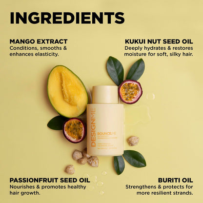 Design.Me BOUNCE.ME Shampoo – Curl-Defining, Anti-Frizz Shampoo for All Curl Types with Kukui Nut Seed & Buriti Oil, 10 Fl Oz Avelisse