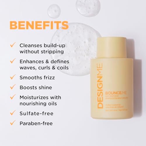 Design.Me BOUNCE.ME Shampoo – Curl-Defining, Anti-Frizz Shampoo for All Curl Types with Kukui Nut Seed & Buriti Oil, 10 Fl Oz Avelisse