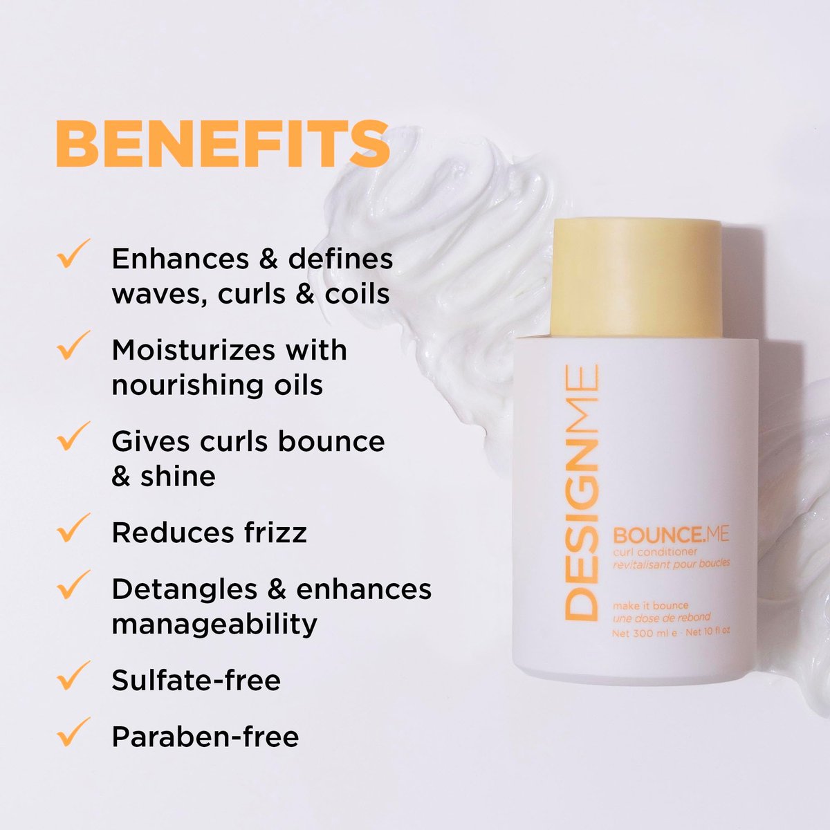 Design.Me BOUNCE.ME Curl Conditioner - Curl Defining, Anti-Frizz, Moisturizing Conditioner for All Curly Hair Types (10 oz) Avelisse