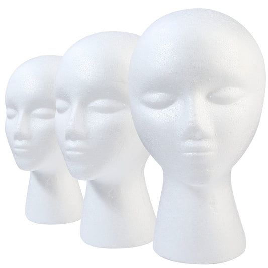 GliSun 3 Pcs Foam Wig Head Set – Styrofoam Mannequin Head with Female Face for Wig Display, Hat Stand, Art & Craft Painting Avelisse