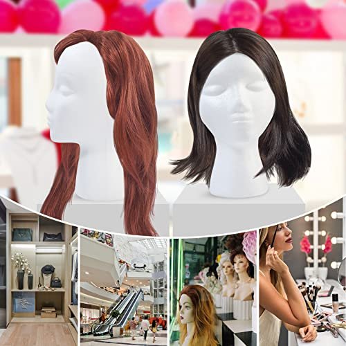 GliSun 3 Pcs Foam Wig Head Set – Styrofoam Mannequin Head with Female Face for Wig Display, Hat Stand, Art & Craft Painting Avelisse