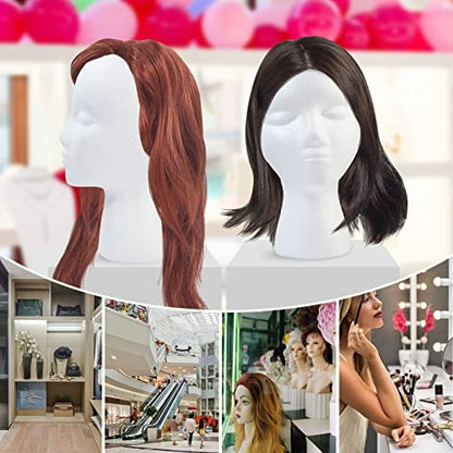 GliSun 3 Pcs Foam Wig Head Set – Styrofoam Mannequin Head with Female Face for Wig Display, Hat Stand, Art & Craft Painting Avelisse