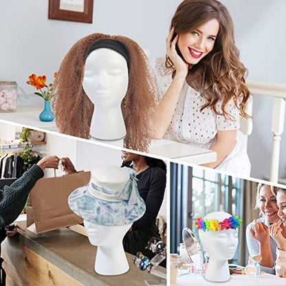 GliSun 3 Pcs Foam Wig Head Set – Styrofoam Mannequin Head with Female Face for Wig Display, Hat Stand, Art & Craft Painting Avelisse