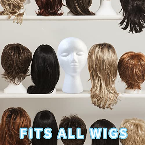 GliSun 3 Pcs Foam Wig Head Set – Styrofoam Mannequin Head with Female Face for Wig Display, Hat Stand, Art & Craft Painting Avelisse