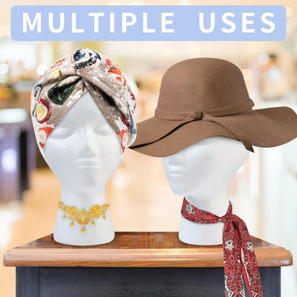 GliSun 3 Pcs Foam Wig Head Set – Styrofoam Mannequin Head with Female Face for Wig Display, Hat Stand, Art & Craft Painting Avelisse