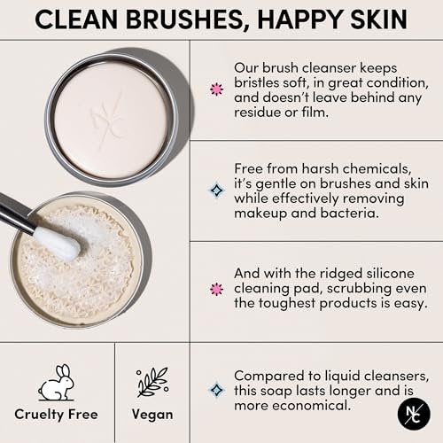 Narrative Cosmetics Makeup Brush Cleaner Soap with Silicone Scrubber Pad – Solid Cleanser for Brushes & Beauty Blenders, Vegan, Cruelty-Free, Avocado Jojoba Argan Oil, Vanilla Scent, 2.45 Oz Avelisse