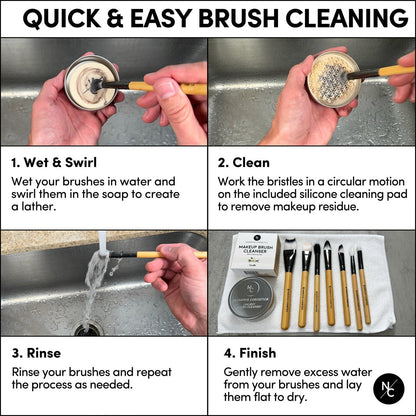 Narrative Cosmetics Makeup Brush Cleaner Soap with Silicone Scrubber Pad – Solid Cleanser for Brushes & Beauty Blenders, Vegan, Cruelty-Free, Avocado Jojoba Argan Oil, Vanilla Scent, 2.45 Oz Avelisse