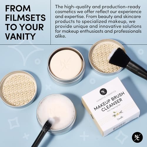 Narrative Cosmetics Makeup Brush Cleaner Soap with Silicone Scrubber Pad – Solid Cleanser for Brushes & Beauty Blenders, Vegan, Cruelty-Free, Avocado Jojoba Argan Oil, Vanilla Scent, 2.45 Oz Avelisse
