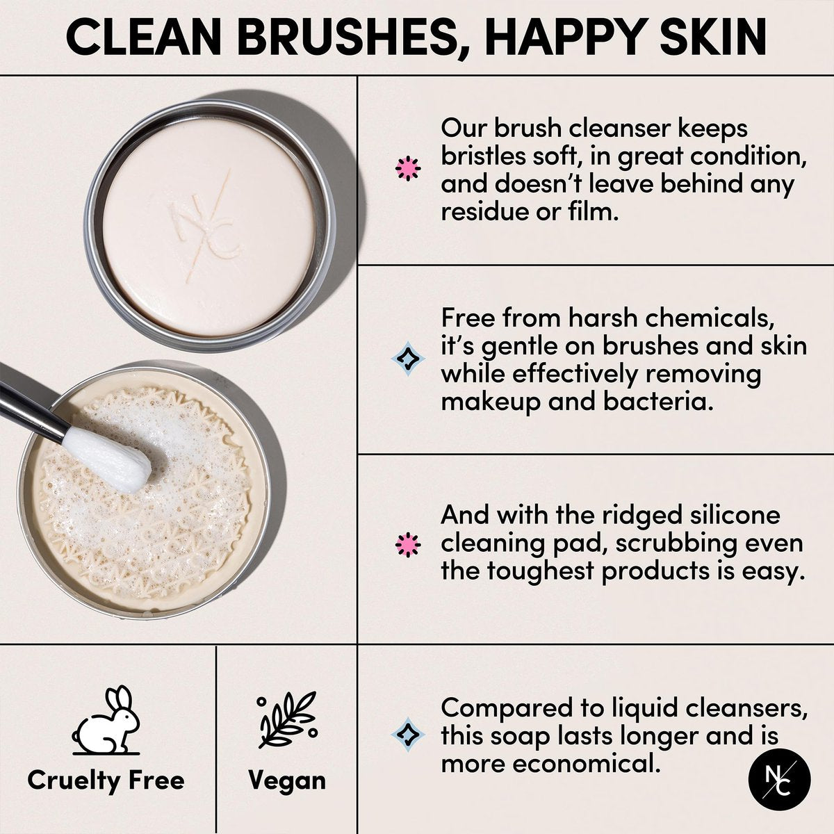 Narrative Cosmetics Makeup Brush Cleaner Soap with Silicone Scrubber Pad – Solid Cleanser for Brushes & Beauty Blenders, Vegan, Cruelty-Free, Avocado Jojoba Argan Oil, Vanilla Scent, 2.45 Oz Avelisse