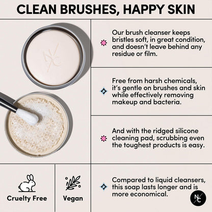 Narrative Cosmetics Makeup Brush Cleaner Soap with Silicone Scrubber Pad – Solid Cleanser for Brushes & Beauty Blenders, Vegan, Cruelty-Free, Avocado Jojoba Argan Oil, Vanilla Scent, 2.45 Oz Avelisse