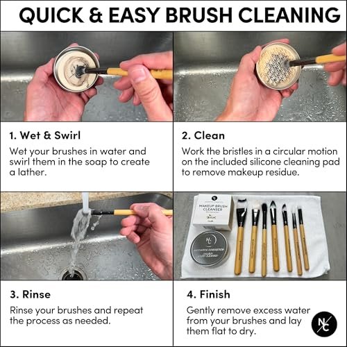 Narrative Cosmetics Makeup Brush Cleaner Soap with Silicone Scrubber Pad – Solid Cleanser for Brushes & Beauty Blenders, Vegan, Cruelty-Free, Avocado Jojoba Argan Oil, Vanilla Scent, 2.45 Oz Avelisse