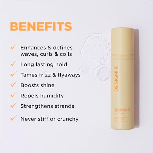 Design.Me BOUNCE.ME Curling Gel Spray - Frizz-Free Curl Defining Gel for Curls, Waves, Coils - Non-Crunchy, Non-Sticky Formula with Climate Control Styling, 7.77 Oz Avelisse