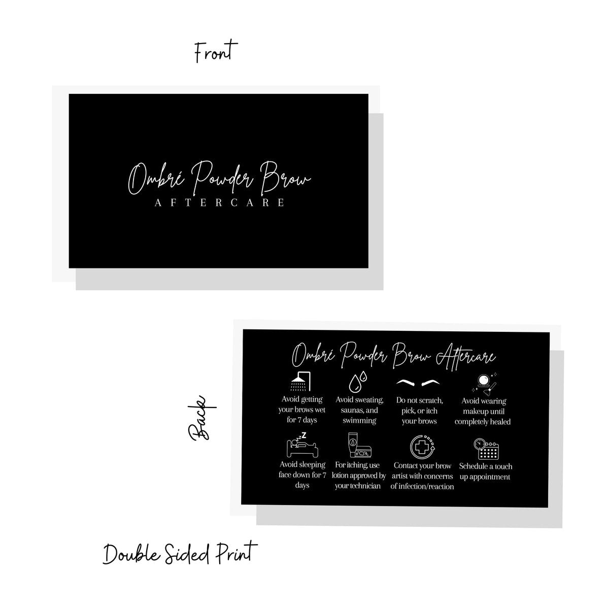 Ombre Powder Brow Aftercare Cards – 50 Pack Business Card Size for Brow Artists - görsel 5