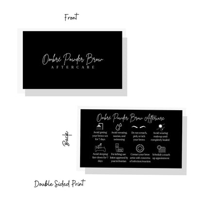 Ombre Powder Brow Aftercare Cards – 50 Pack Business Card Size for Brow Artists