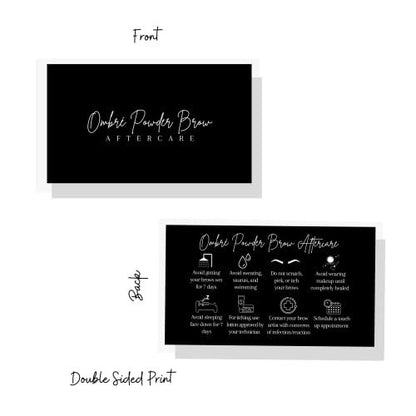 Ombre Powder Brow Aftercare Cards – 50 Pack Business Card Size for Brow Artists